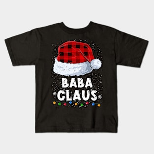 Baba Claus Red Plaid Christmas Santa Family Matching Pajama Kids T-Shirt